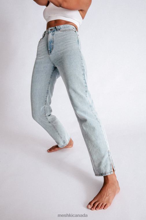 Meshki Light Blue Pia Split Side Wide Leg Jean Clothing JN88N1382