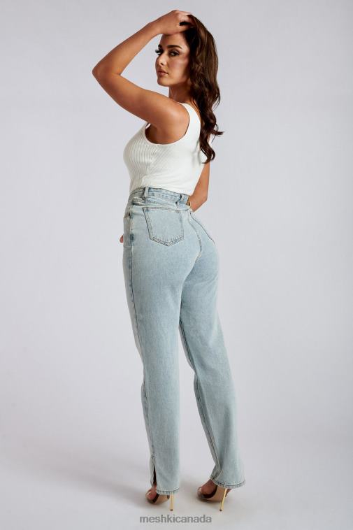 Meshki Light Blue Pia Split Side Wide Leg Jean Clothing JN88N1382