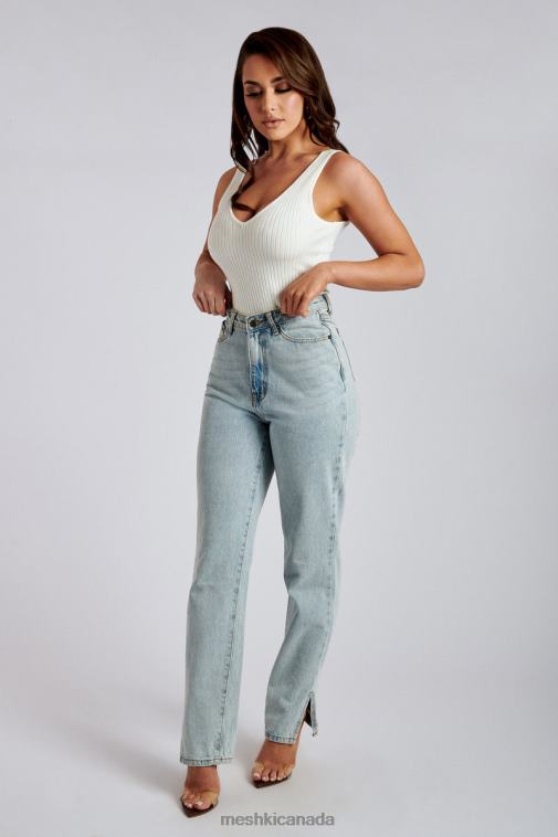 Meshki Light Blue Pia Split Side Wide Leg Jean Clothing JN88N1382
