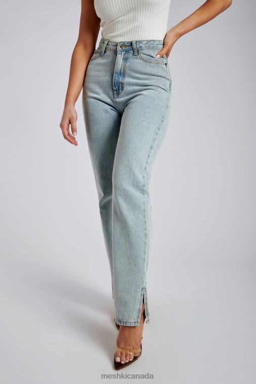 Meshki Light Blue Pia Split Side Wide Leg Jean Clothing JN88N1382