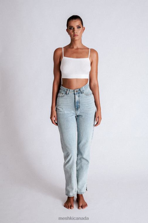 Meshki Light Blue Pia Split Side Wide Leg Jean Clothing JN88N1382