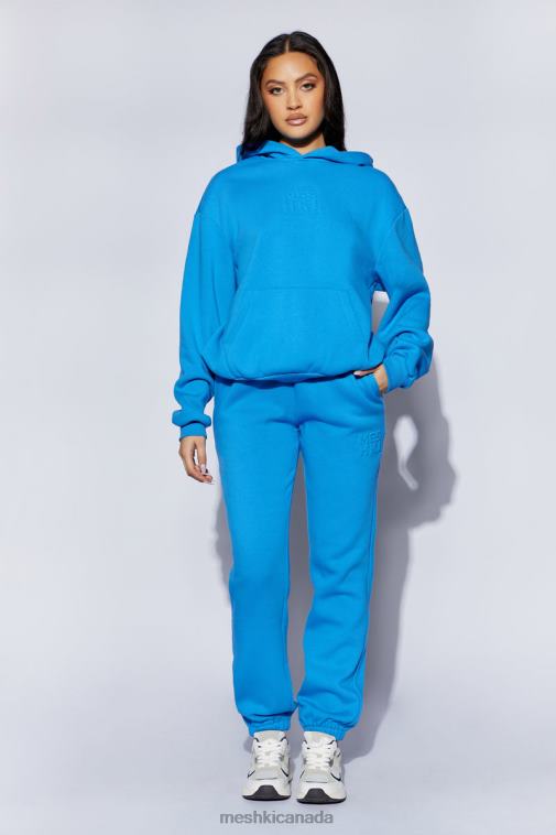 Meshki Blue Emery Embossed Fleeceback Joggers Clothing JN88N1604