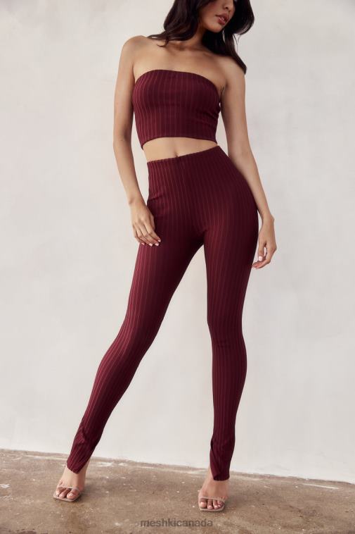 Meshki Cherry Chocolate Jordi Side Split Knit Leggings Clothing JN88N1473