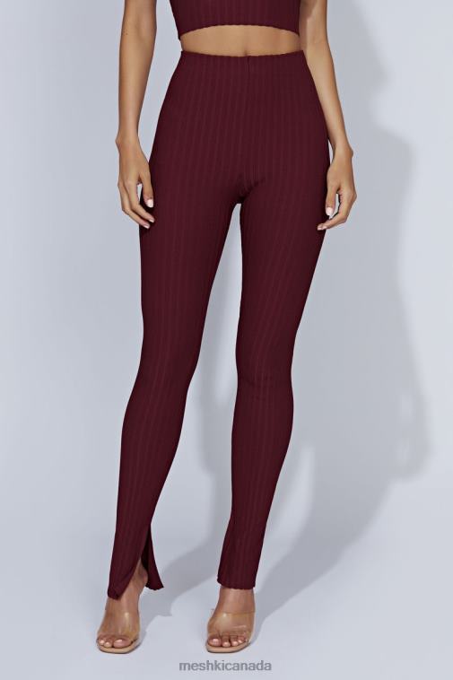 Meshki Cherry Chocolate Jordi Side Split Knit Leggings Clothing JN88N1473