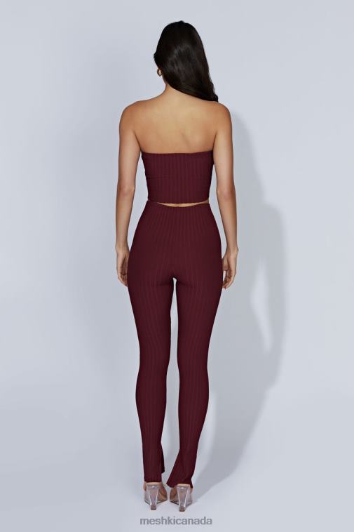 Meshki Cherry Chocolate Jordi Side Split Knit Leggings Clothing JN88N1473