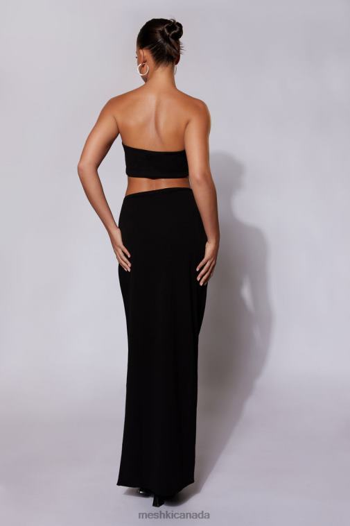 Meshki Black Anastasia Diamante Rope Maxi Skirt With Split Clothing JN88N1557