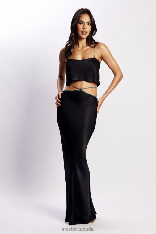 Meshki Black Dayana Diamante Maxi Skirt Clothing JN88N1568