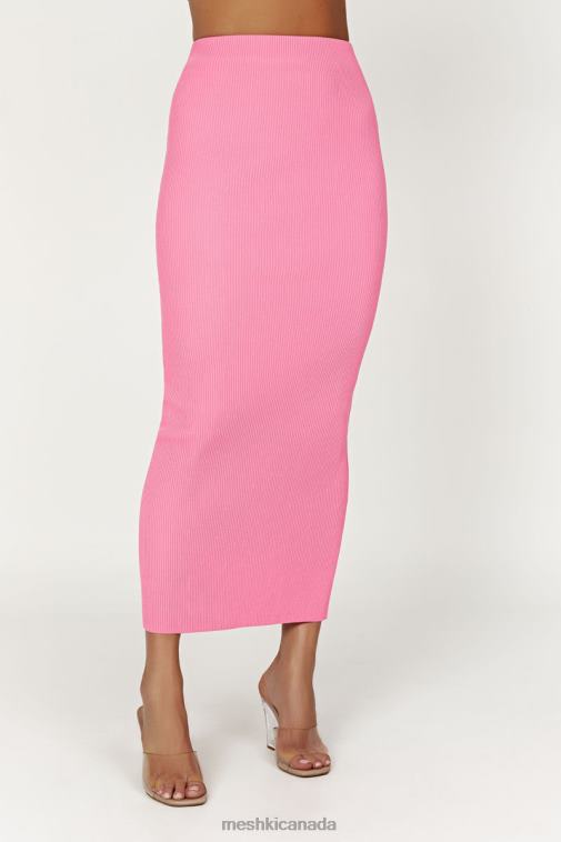 Meshki Bubblegum Pink Kaesha Split Maxi Knitted Skirt Clothing JN88N1417