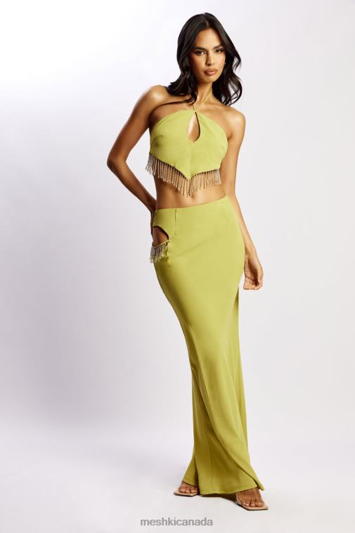 Meshki Chartreuse Jayleen Maxi Skirt With Fringe Clothing JN88N1551