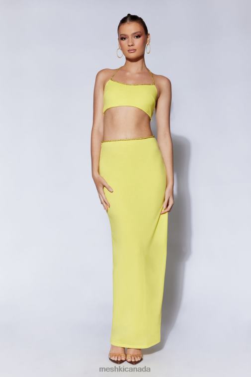 Meshki Chartreuse Sweeney Diamante Maxi Skirt With Split Clothing JN88N1437