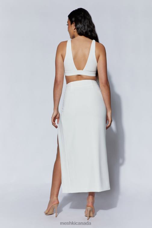 Meshki White Arla High Waist Thigh Split Crepe Maxi Skirt Clothing JN88N1421