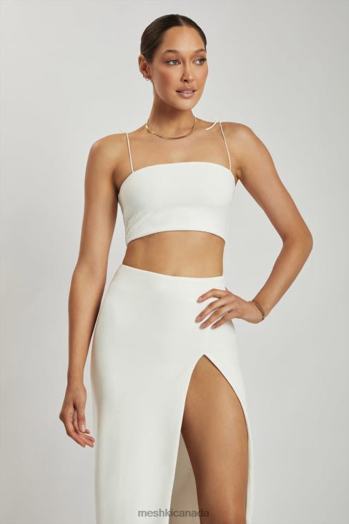 Meshki White Arla High Waist Thigh Split Crepe Maxi Skirt Clothing JN88N1421