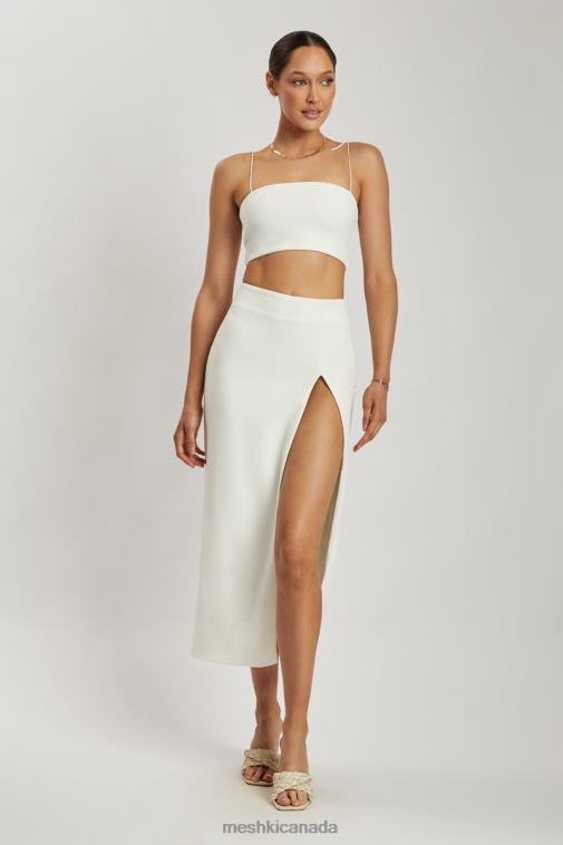 Meshki White Arla High Waist Thigh Split Crepe Maxi Skirt Clothing JN88N1421