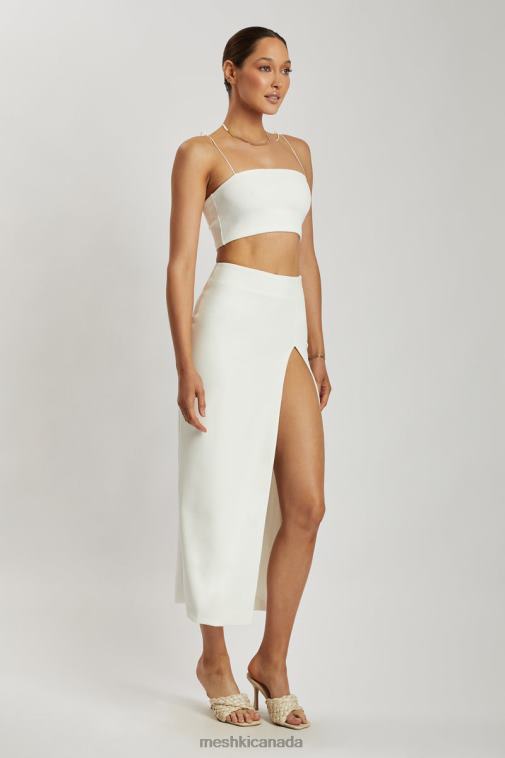 Meshki White Arla High Waist Thigh Split Crepe Maxi Skirt Clothing JN88N1421