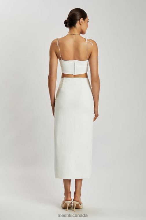 Meshki White Arla High Waist Thigh Split Crepe Maxi Skirt Clothing JN88N1421