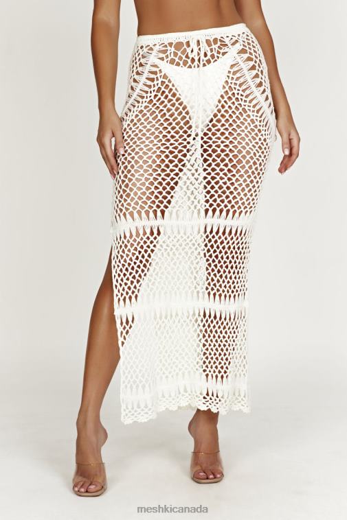 Meshki White Bonnie Crochet Maxi Skirt Clothing JN88N1439