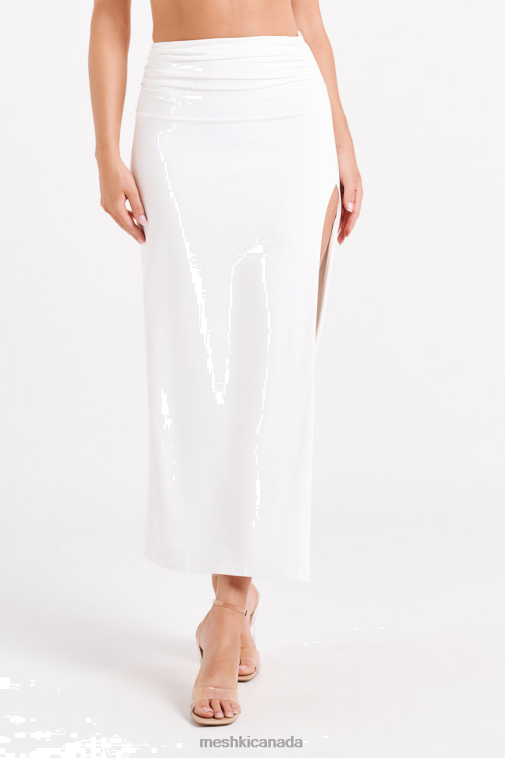 Meshki White Emma Recycled Nylon Maxi Skirt Clothing JN88N1246