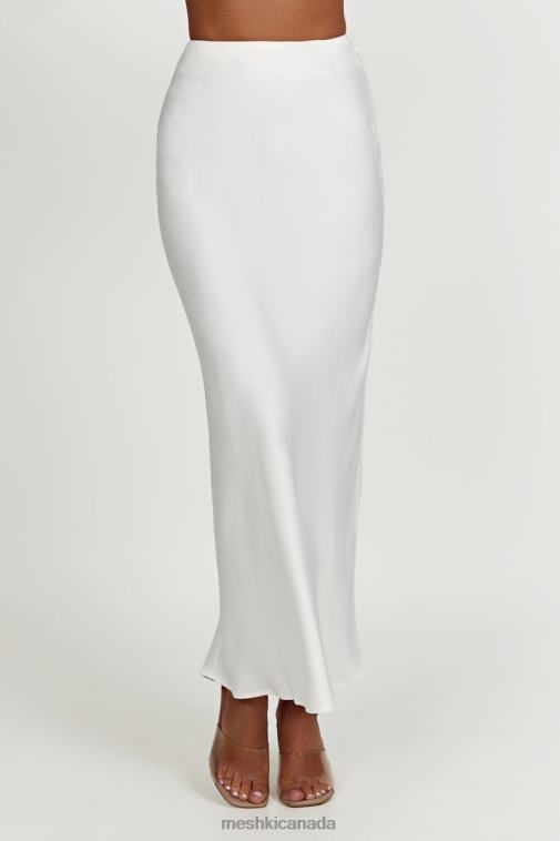 Meshki White Missy Maxi Satin Skirt Clothing JN88N1265