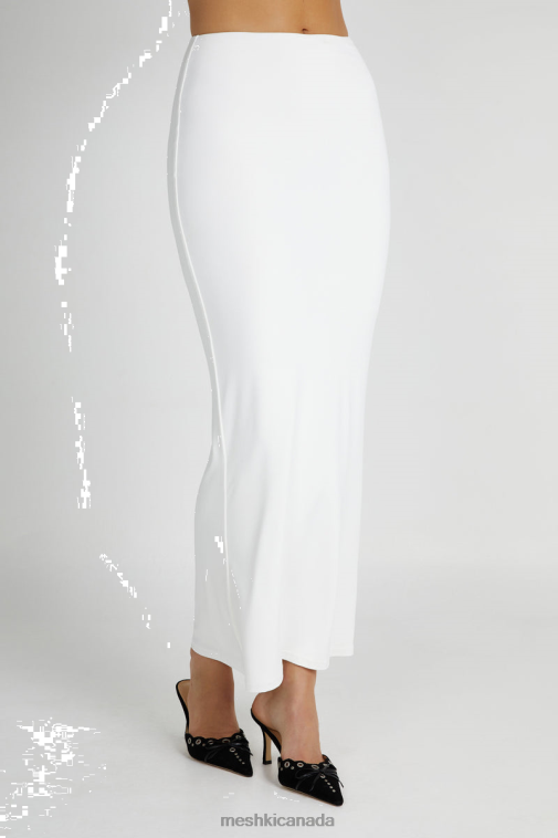 Meshki White Olympia Recycled Nylon Fishtail Maxi Skirt Clothing JN88N1259