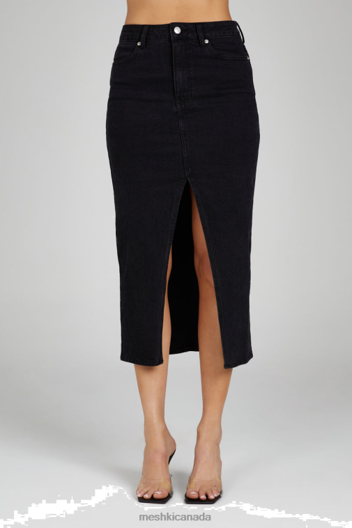 Meshki Washed Black Acacia Denim Midi Skirt Clothing JN88N1299