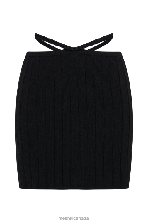 Meshki Black Celine A-Line Extreme Rib Mini Skirt Clothing JN88N1334