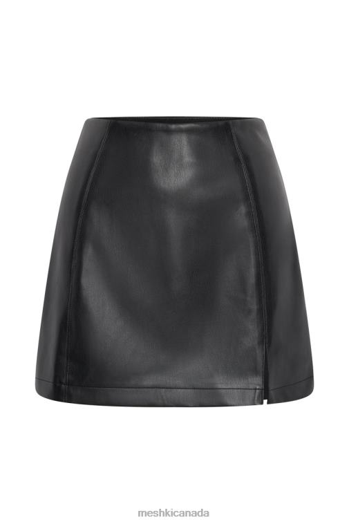 Meshki Black Saylor A Line Faux Leather Mini Skirt Clothing JN88N1542