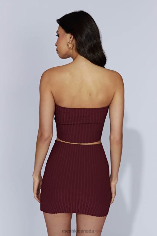 Meshki Cherry Chocolate Shiloh Low Rise Knit Mini Skirt Clothing JN88N1468