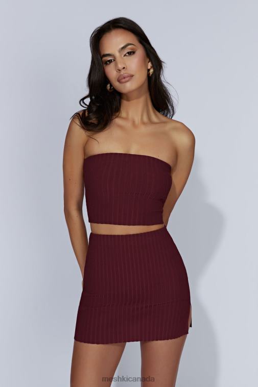 Meshki Cherry Chocolate Shiloh Low Rise Knit Mini Skirt Clothing JN88N1468