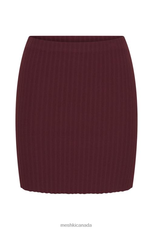 Meshki Cherry Chocolate Shiloh Low Rise Knit Mini Skirt Clothing JN88N1468