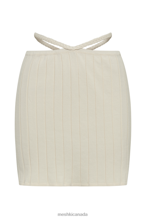 Meshki Ivory Celine A-Line Extreme Rib Mini Skirt Clothing JN88N1330