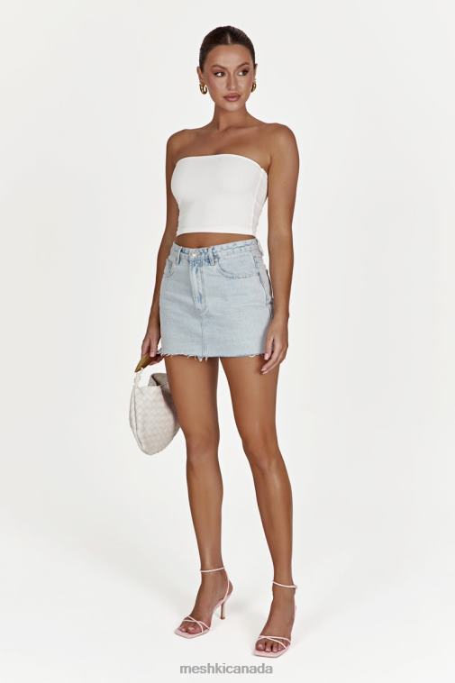 Meshki Light Blue Lennon Mid Rise Denim Mini Skirt Clothing JN88N1271