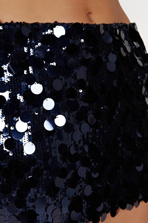 Meshki Midnight Navy Dinah Sequin Low Rise Mini Skirt Clothing JN88N1313