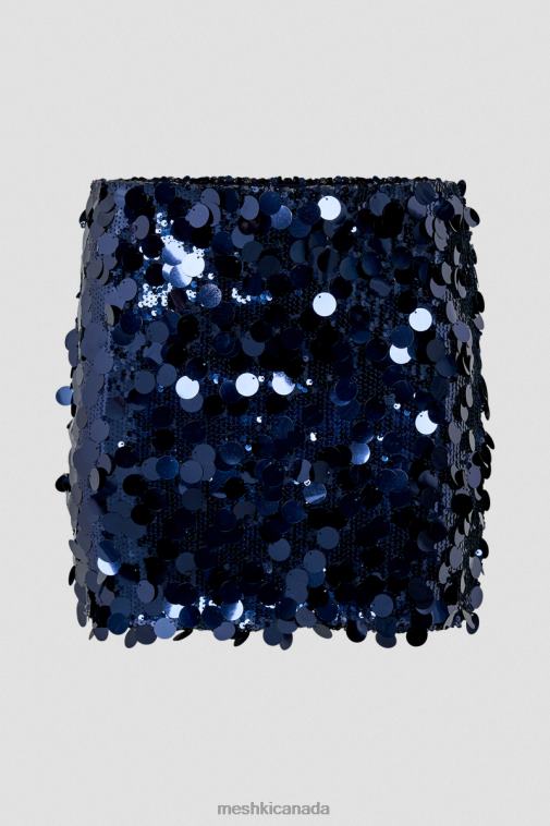 Meshki Midnight Navy Dinah Sequin Low Rise Mini Skirt Clothing JN88N1313