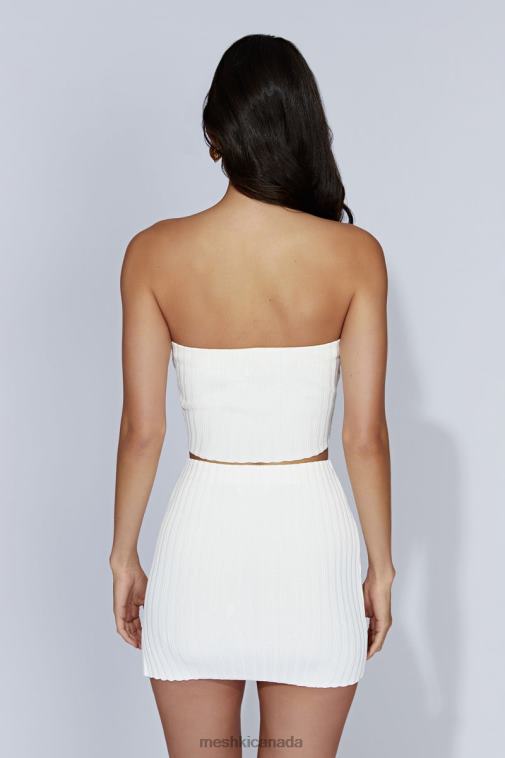 Meshki Off White Shiloh Low Rise Knit Mini Skirt Clothing JN88N1556