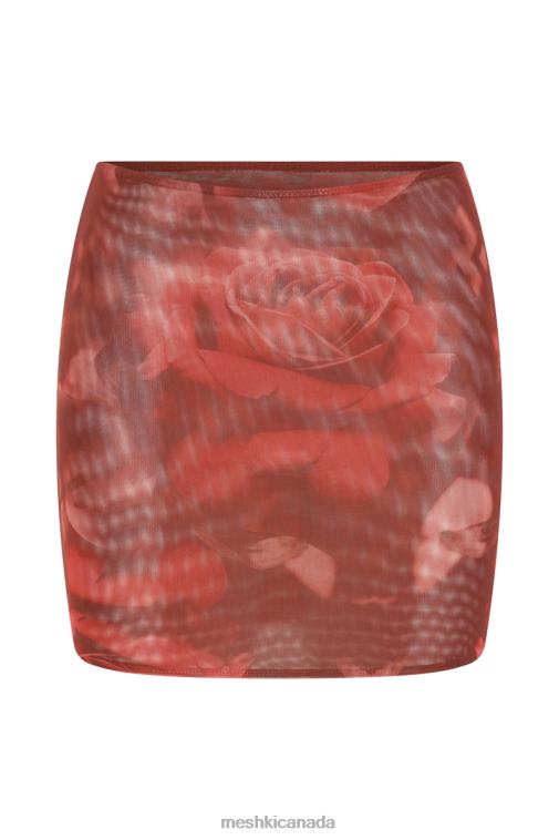 Meshki Oversized Rose Print Erina Mesh Mini Skirt Clothing JN88N1347