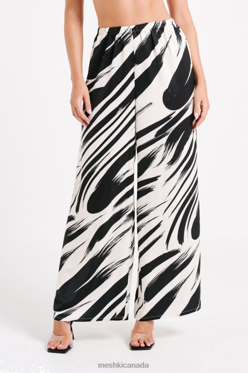 Meshki Abstract Print Marciela Printed Satin Straight Leg Pant Clothing JN88N1236