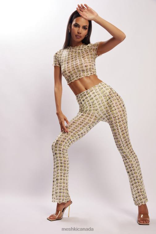Meshki Alien Print Nora Mesh Straight Leg Pant Clothing JN88N1602