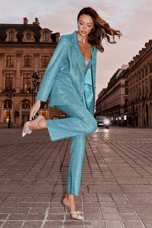 Meshki Aquamarine Lisette Straight Leg Shimmer Pants Clothing JN88N1579
