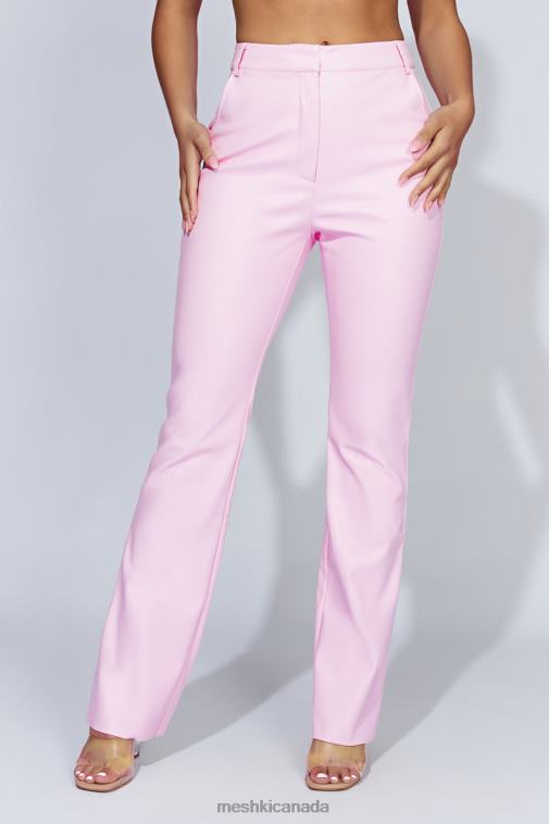 Meshki Baby Pink Tyra Straight Leg Faux Leather Pants Clothing JN88N1431
