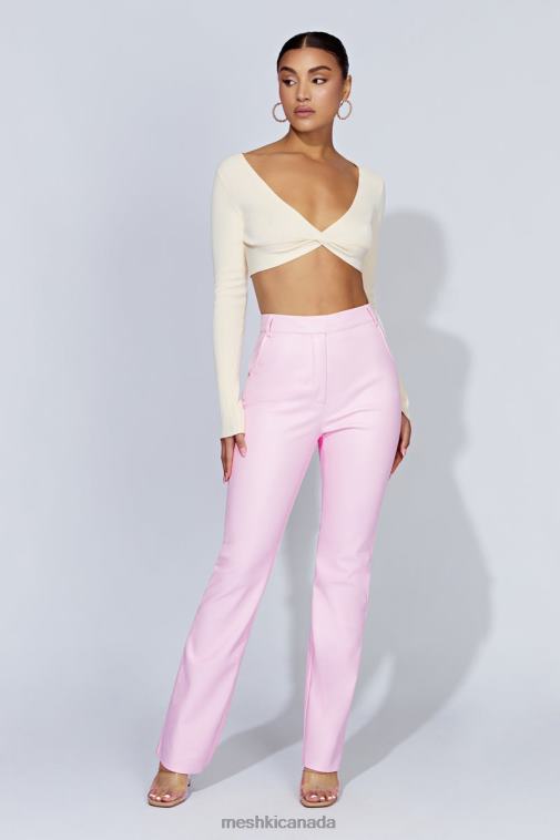 Meshki Baby Pink Tyra Straight Leg Faux Leather Pants Clothing JN88N1431