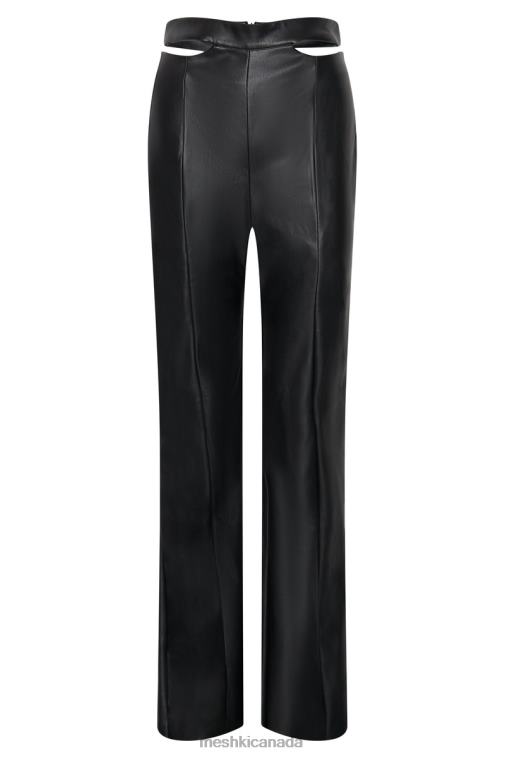 Meshki Black Callie Faux Leather Cut Out Side Straight Leg Pant Clothing JN88N1583