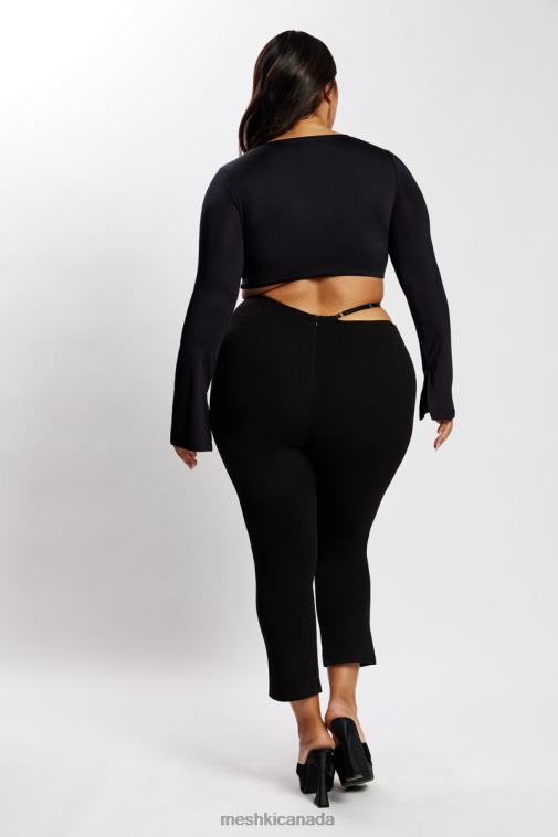 Meshki Black Irene Pants With V Front Cut Out Clothing JN88N1595