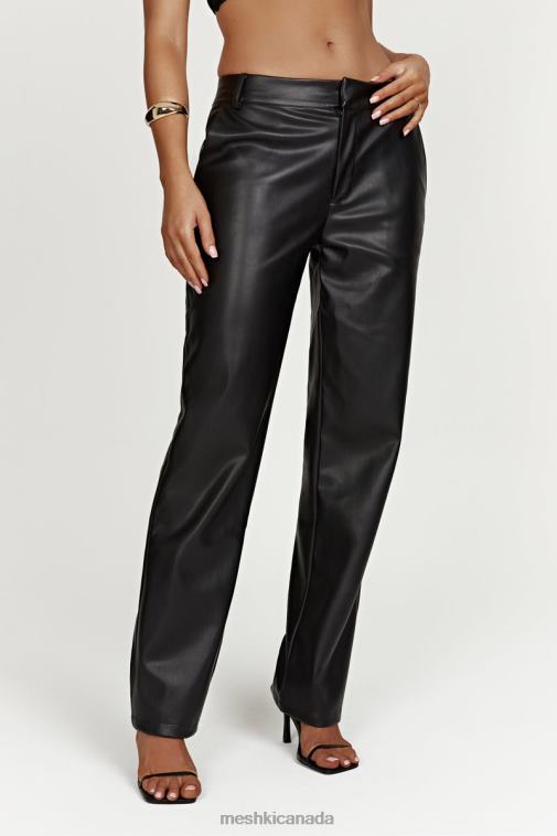 Meshki Black Matilda Slouchy Low Rise Faux Leather Pant Clothing JN88N1438
