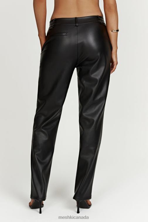 Meshki Black Matilda Slouchy Low Rise Faux Leather Pant Clothing JN88N1438