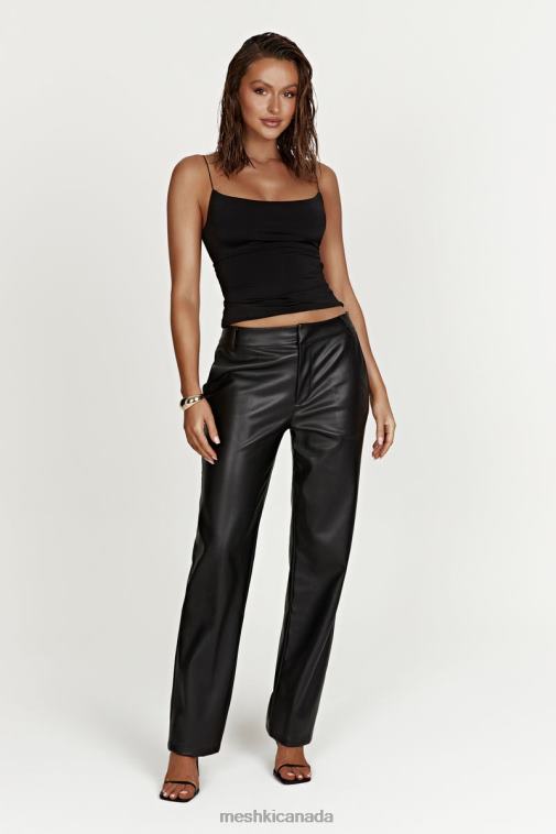 Meshki Black Matilda Slouchy Low Rise Faux Leather Pant Clothing JN88N1438
