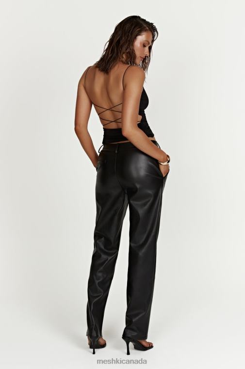 Meshki Black Matilda Slouchy Low Rise Faux Leather Pant Clothing JN88N1438