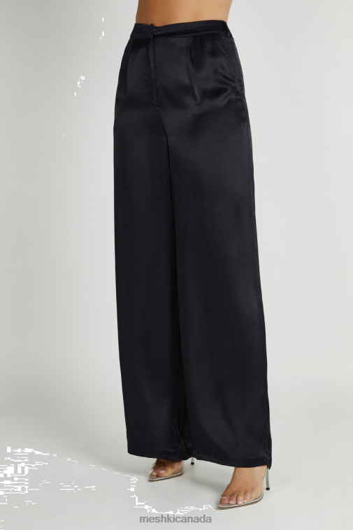 Meshki Black Nour Satin Wide Leg Pant Clothing JN88N1364