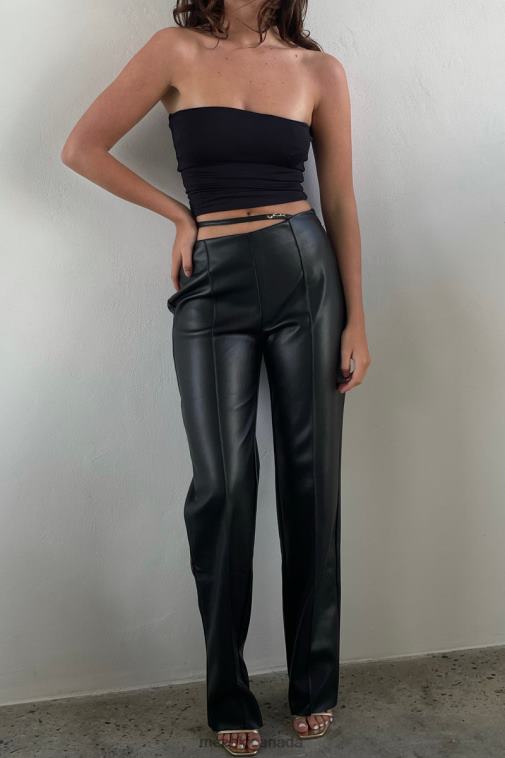 Meshki Black Zarsa Wide Leg Mid Rise Pu Pant Clothing JN88N1443