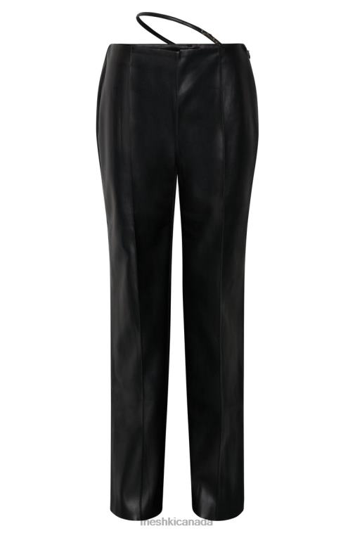 Meshki Black Zarsa Wide Leg Mid Rise Pu Pant Clothing JN88N1443