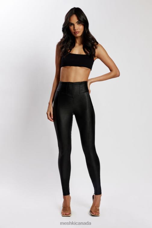 Meshki Black Zima Leatherette Corsetted High Waisted Pants Clothing JN88N1292